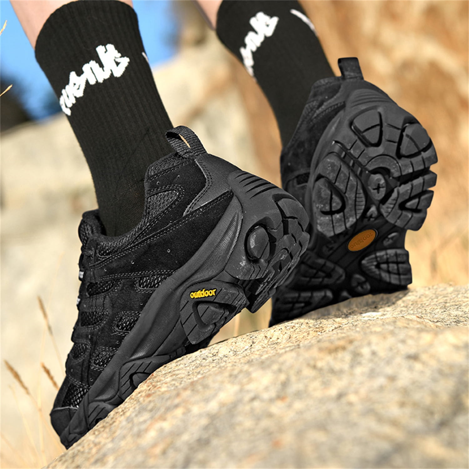 YOURDIARY Mens Gym Shoes Thick Sole Lace-Up Hiking Shoes Sports Running Sneakers