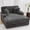 Deep Gray, variant on Boucle Oversized and Convertible Sleeper Loveseat with Storage Ottoman and Pillows, Beige