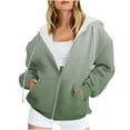 thumbnail image 3 of Pxxlle Trendy Hoodies for Women Plus Size Zip Up Hooded Sweatshirt Gradient Graphic Hooded Jacket Fall Winter Long Sleeve Sweatshirts with Pockets Green L, 3 of 7