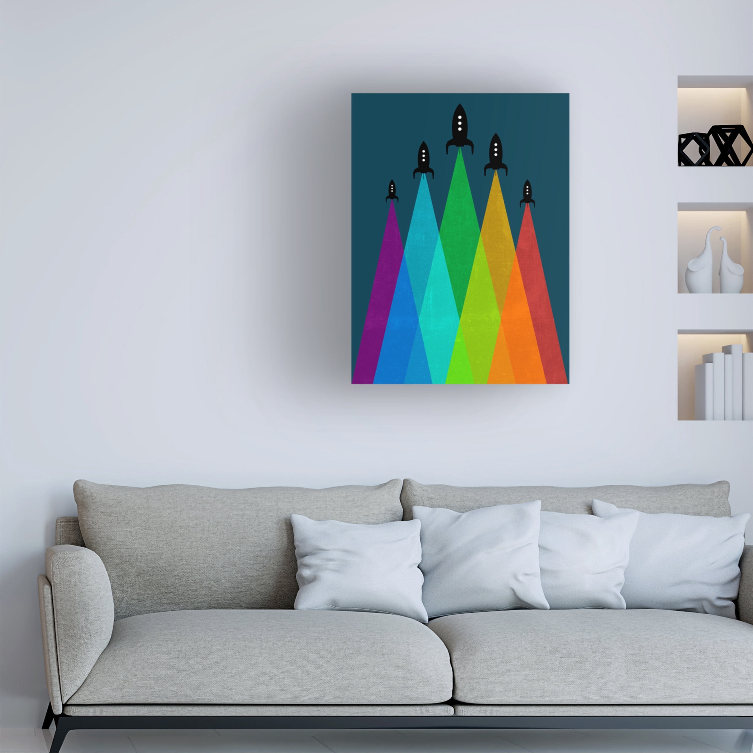 Canvas Wall Art - Tom Quartermaine 'Abstract Rainbow Rocket 2' Wall Art for Living Room, Bedroom, or Office DÃ©cor by Trademark Fine Art - 18 x 24 Inches