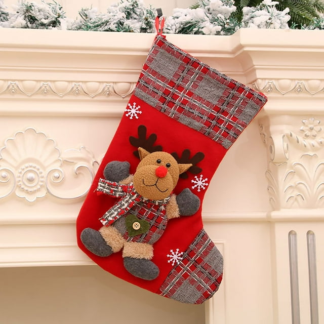 Xihbxyly Media de Navidad, Bolsa de Regalo Tejida de Papá Noel, Bonita Decoración Navideña, Adorno para Fiestas, para Uso En Casa o En La Oficina, Material de Lino Duradero, Tamaño 36 X 25 Cm