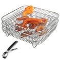 thumbnail image 1 of 3 Pcs Stackable Air Fryer Racks with Tong Stainless Steel Multi-layer Dehydrator Racks Air Fryer Accessories, 1 of 9