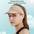 thumbnail image 5 of Women Sun Visor Cap Tie Dye Visor Elastic UPF50+ Sports Hat Empty Top Baseball Beach Hat, 5 of 7