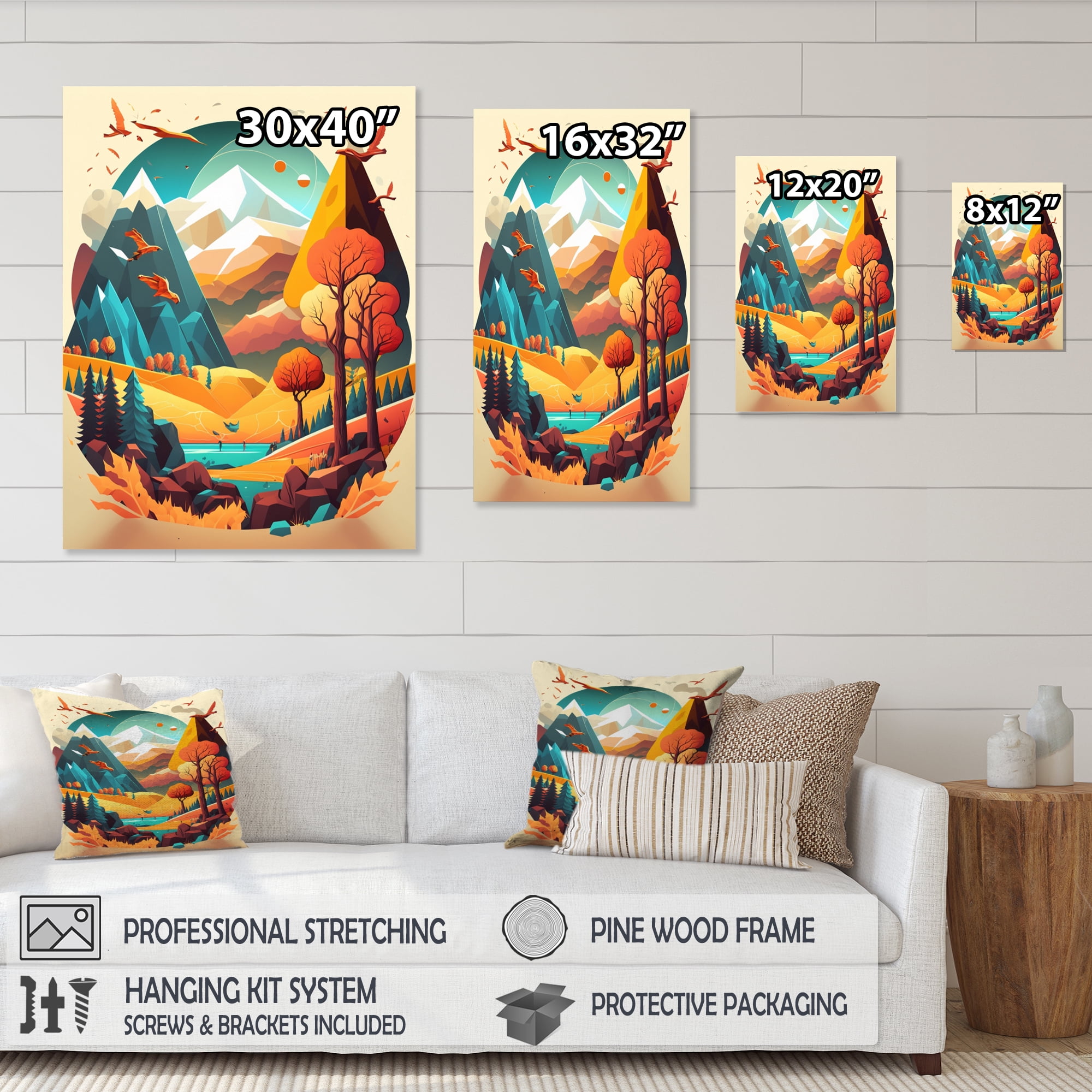 Designart Summer Scene In Modern Vector Canvas Wall Art