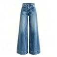 thumbnail image 6 of CLOISE Palazzo Pants for Women with Pockets Mid Waist Wide Leg Long Pants Denim Solid Baggy Casual Outfits Blue XL, 6 of 6