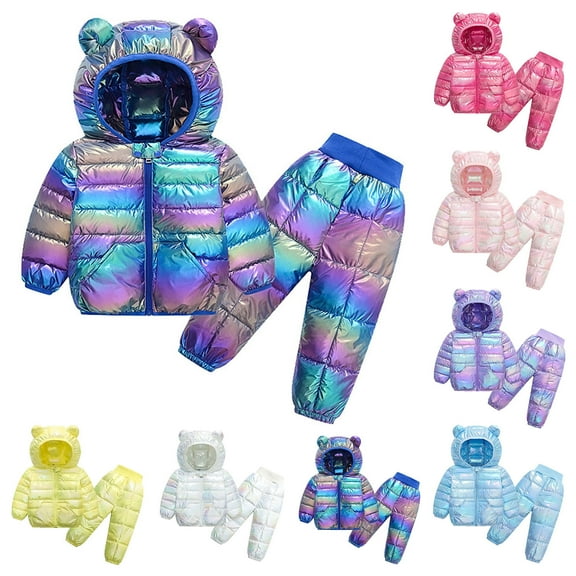 Fesfesfes Toddler Puffer Jacket Winter Warm Clothes Boys And Girls Snow Jacket Lightweight Jacket Set