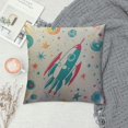 thumbnail image 2 of GOSMITH  Throw Pillow Cover Blue Chalkboard for Journey to Space with Sketch Stars Rocket Comets Planets Navy Colonization Home Decor Square Pillow Case for Bedroom Living Room Cushion Cover 18"x18", 2 of 5