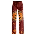 thumbnail image 4 of Womens Halloween Pjs Cute Funny Pumpkin Print Wide Leg Sleepwear Pj Lightweight Cozy Soft Lounge Pants For Halloween, 4 of 9