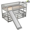 thumbnail image 4 of BELLEMAVE Bunk Bed Twin over Twin, Twin Bunk Bed with Slide, Ldder, Door Openable Fence, Low Bunk Bed(Gray), 4 of 13