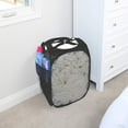 thumbnail image 2 of Smart Design Deluxe Mesh Pop Up Square Laundry Hamper with Side Pocket and Handles - VentilAir Fabric Collapsible Design - for Clothes and Laundry - Home - Holds 2 Loads - 14 x 23 Inch - Black, 2 of 8