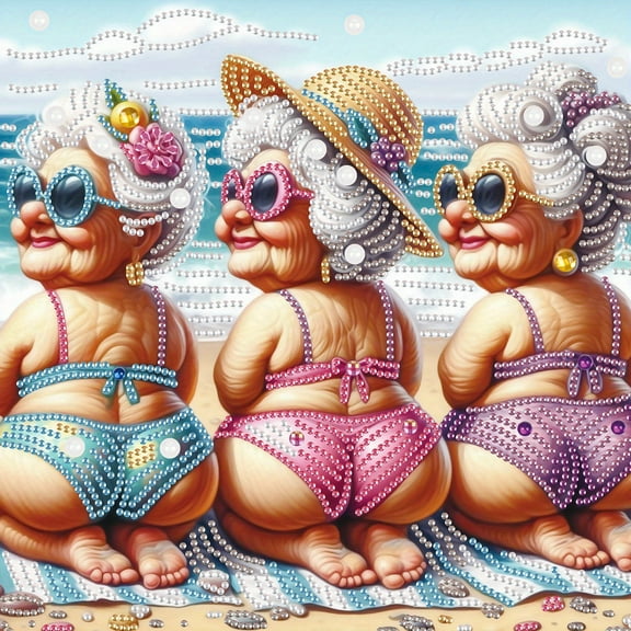 5D DIY diamond art painting kit, beach boudoir special shape diamond canvas, namely can decompression relaxation and can be used for home wall decoration