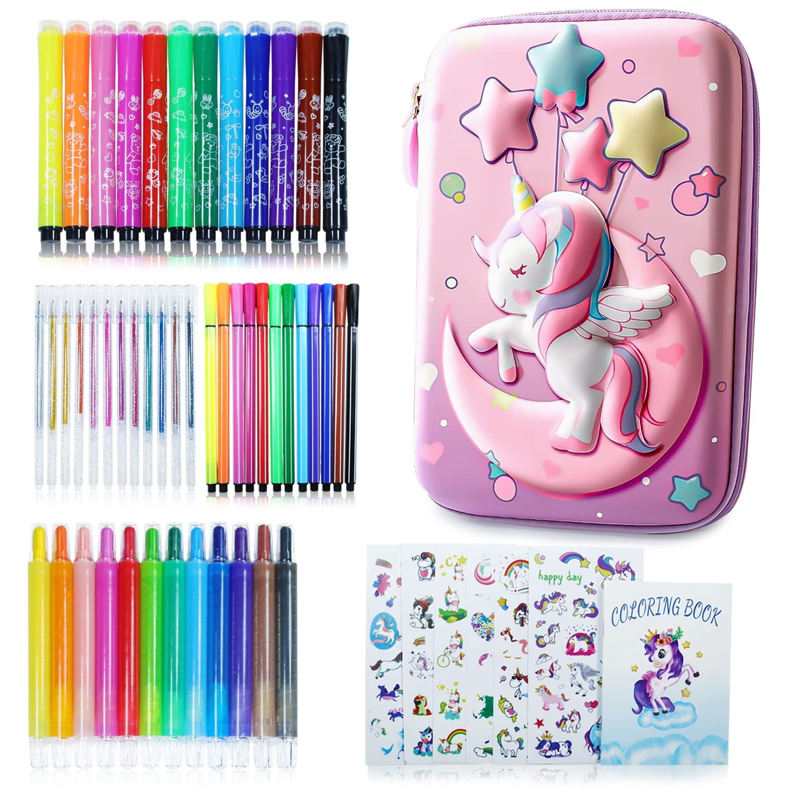 Unicorns Gifts for Girls 5 6 7 8 9 Year Old, Coloring Markers Set with  Green