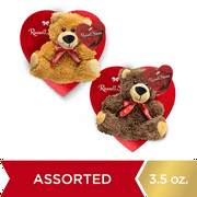 Russell Stover Valentine's Day Red Foil Heart with Plush Bear Assorted Milk & Dark Chocolate Gift Box, 3.1 oz. (5 Pieces)