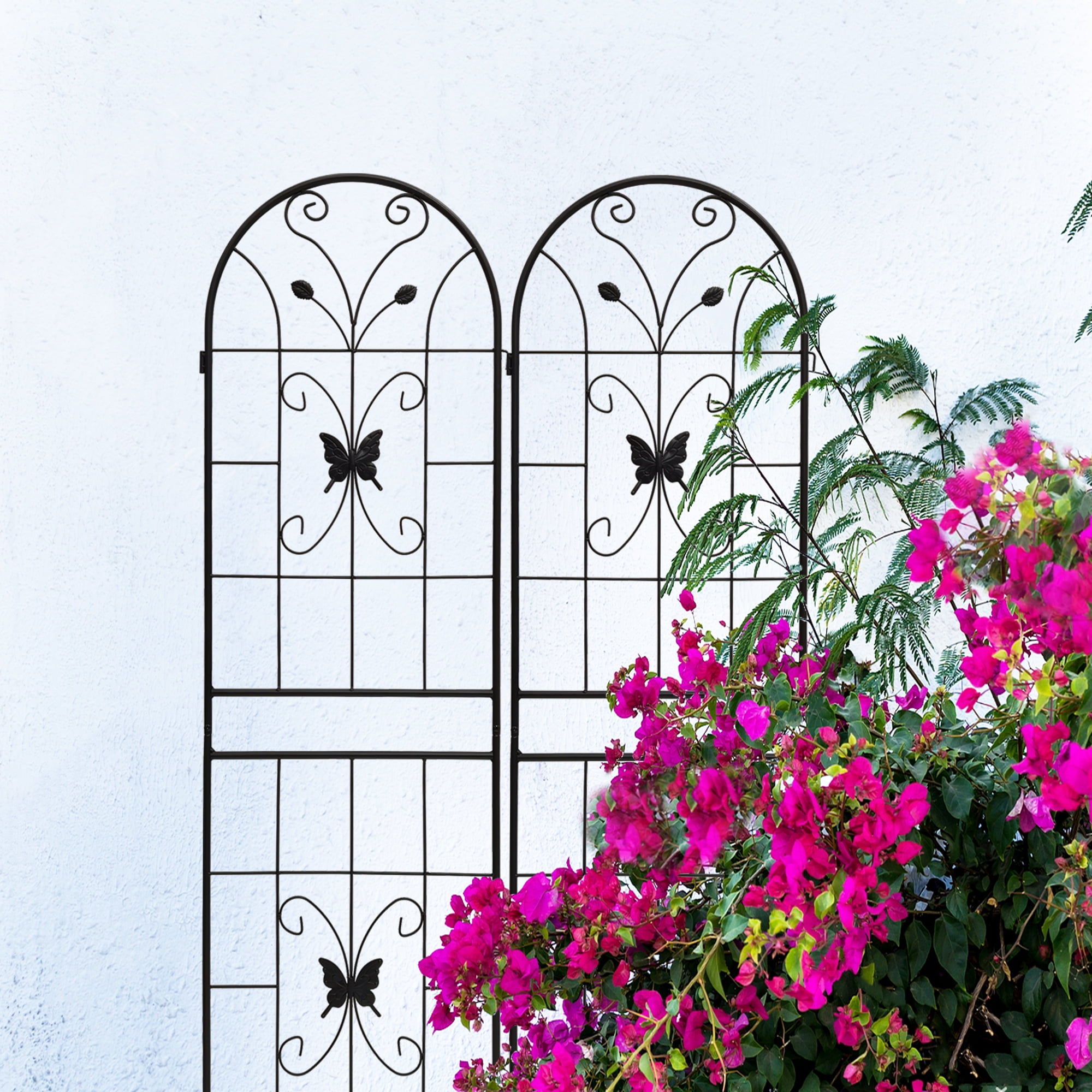 2 Pack Metal Garden Trellis 71" x 19.7" Rustproof Trellis for Climbing Plants Outdoor Flower Support Black