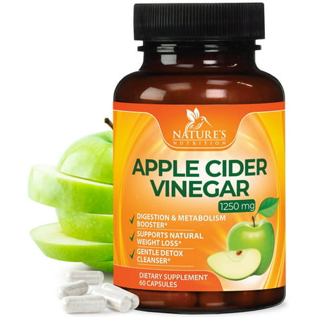 Nature's Nutrition Apple Cider Vinegar Capsules, 1250 Mg, 60