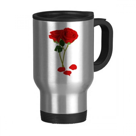 

May Yellow Rose Valentines Day Travel Mug Flip Lid Stainless Steel Cup Car Tumbler Thermos