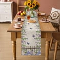 thumbnail image 2 of Spring Purple Flowers Table Runner - 48 Inch Long Farmhouse Leaves Fences Burlap Cotton and Linen Blended Dress Scarves Farmhouse Table Runner for Kitchen Dining, Coffee Table, 13" x 48", 2 of 8