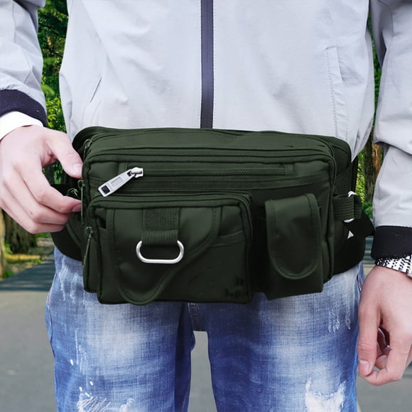 Wzzjkit Nylon Waterproof Waist Pack Men's Outdoor Sports Large Waist Pack Multifunctional Travel Bag