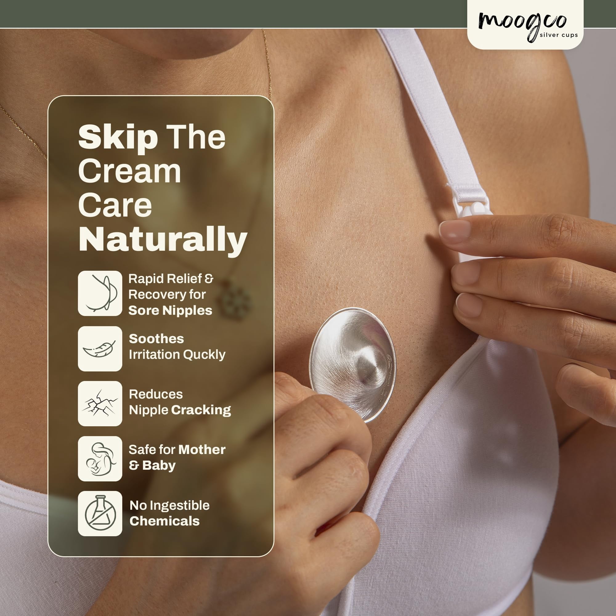 MoogCo Nipple Shields for Nursing Newborn, Newborn Essentials Must Haves, Soothe and Protect Your Nursing Nipples, The Original Silver Nursing Cups , 925 Silver
