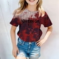 thumbnail image 2 of 2DXuixsh Chemises Filles Enfants Filles T-Shirt Imprimé Rétro Manches Courtes Col Rond Décontracté Ample Basique Hauts Tenues Automne Melon D\'eau Rouge Taille 160, 2 of 4