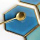 thumbnail image 2 of Posavasos de cerámica Stibadium para bebidas, absorbentes, hexagonales, con base de corcho, dorados, de piedra, para mesa de madera, regalo de inauguración, decoración para el hogar y el comedor., 2 of 8