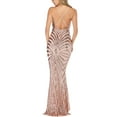 thumbnail image 2 of SWSMCLT Women's Sexy Floral Dress Evening Gown Stretch Bodycon Deep V Neck Prom Maxi Dresses Backless Homecoming Hoco Wedding Cocktail Sequin Bridesmaid Party Full Length Apricot Large, 2 of 5