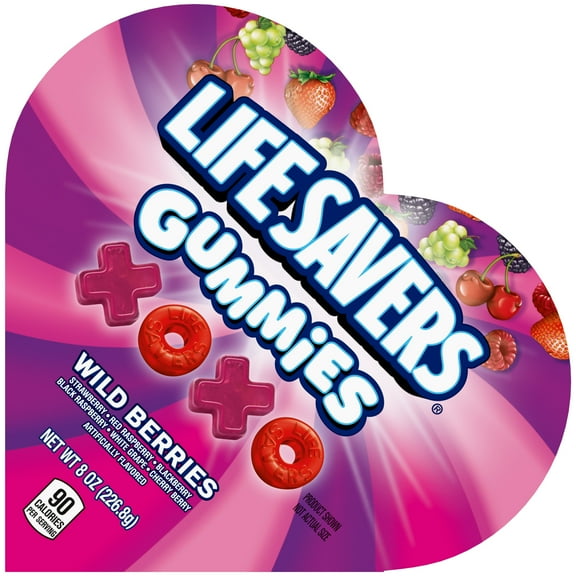 LIFE SAVERS Gummies Wild Berry X & O Valentines Day Gummy Candy Heart Box - 8 oz