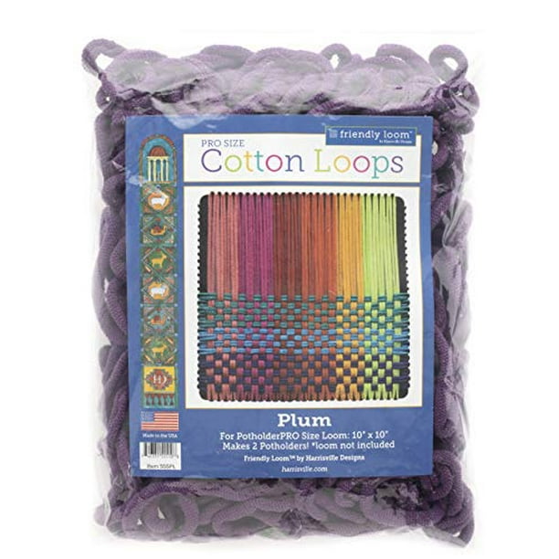 Harrisville Designs Friendly Loom Potholder Cotton Loops 10 Inch Pro Size  Loops Make 2 Potholders, Weaving Crafts for Kids and Adults-Plum 