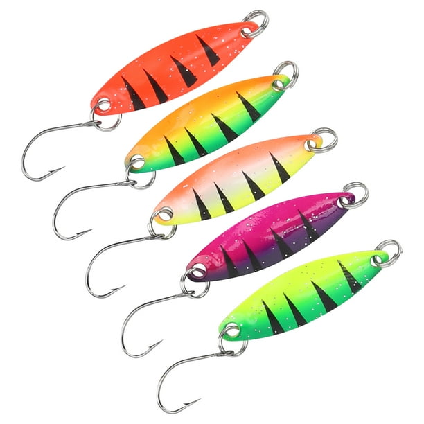Estink Walleye Trout Spoon Baits, Crankbait Lures Single Hook 5pcs For Night Fishing