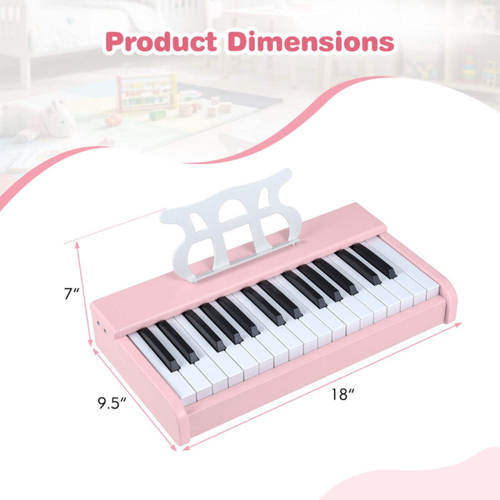 Redsmile 30-Key Kids Piano Keyboard with Music Stand and ASTM-Certified Design for Toddlers and Beginners, Pink