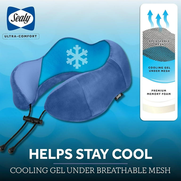 Sealy, Cooling Gel Travel Pillow with Premium Memory Foam