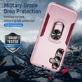 thumbnail image 6 of for Samsung Galaxy S24 FE Case, Slim Fit Military Grade Drop Tested Dual Layer Shockproof Case with 360 Ring Holder Kickstand Protective Rugged Car Magnetic Non-Slip Phone Case,Pink+Rose, 6 of 10