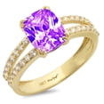 thumbnail image 7 of Solitaire with Accents Engagement Ring for Women - 3.48ct Natural Amethyst in 14K Yellow Gold Promise Ring, 7 of 7