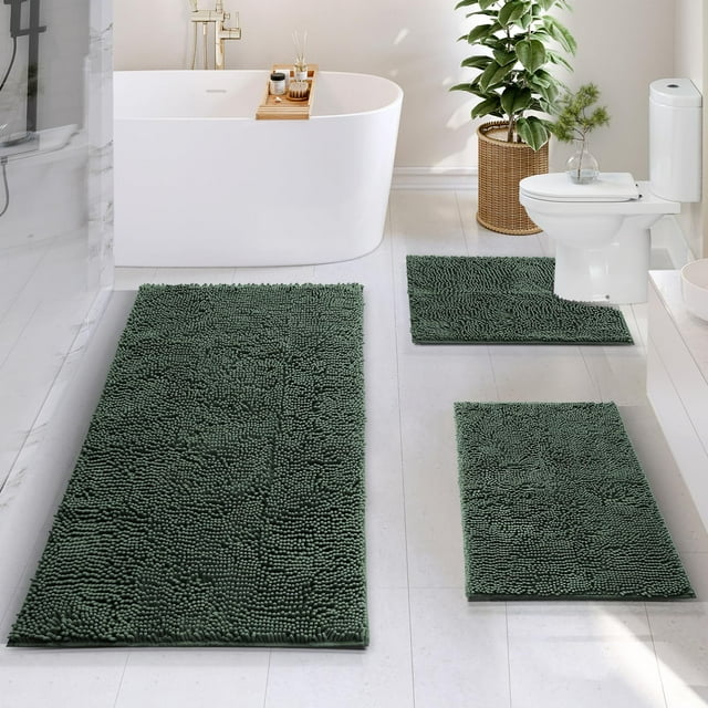 Juego de alfombras de baño Hearth & Harbor, felpilla, antideslizantes, 43 x 61 cm