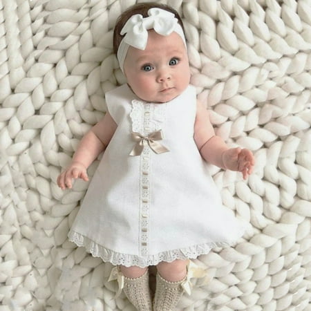 

Gyratedream Newborn Baby Girls Sleeveless White Tutu Princess Dress and Headband Size 0-24 Months
