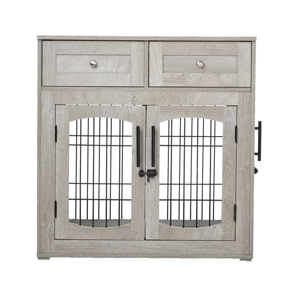 Universal Dog Crate Furniture for All Sizes | Wooden Kennel with Storage Drawers Fits Small to Large Breeds