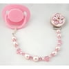 Diamond Pacifier Clip with Stunning Bling Beads and Pearls
