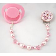 Diamond Pacifier Clip with Stunning Bling Beads and Pearls
