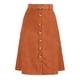 thumbnail image 1 of Falda de pana con cinturón y botones Allegra K Caramelo S, 1 of 6