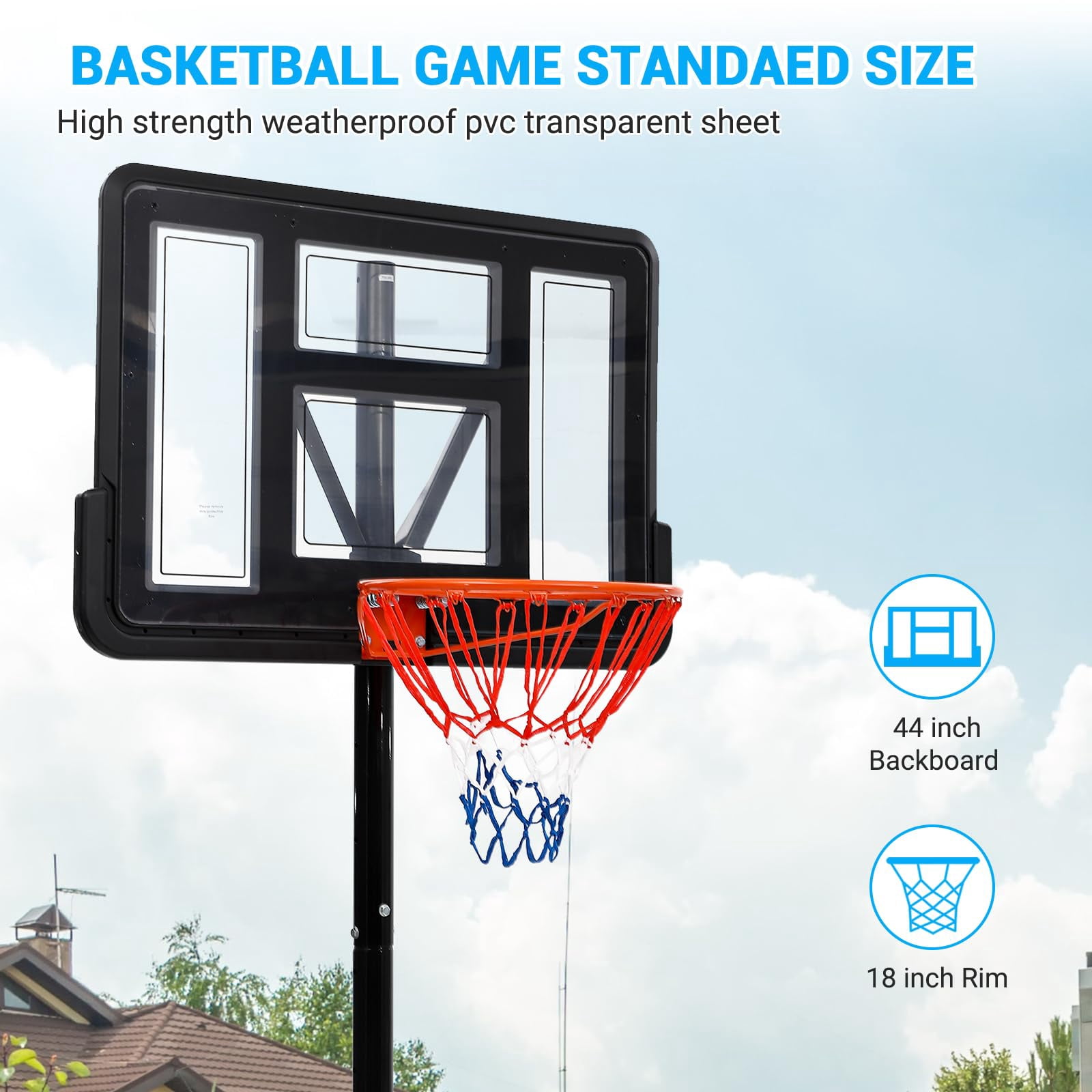 Portable Basketball Hoop Outdoor 5.2-7ft Adjustable Outdoor Basketball Stand for Kids&Youth w/Wheels, Shatterproof Backboard & High Intensity Base Basketball Hoop Goal System in Backyard/Driveway