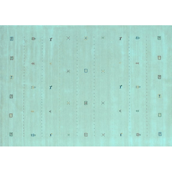Ahgly Company Indoor Rectangle Solid Light Blue Modern Area Rugs, 3' x 5'