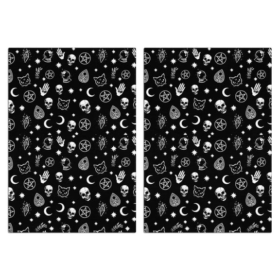 2 Pcs Funny Kitchen Towels,Black Gothic Skull Star Pattern Microfiber Dish Towels,Kitchen Tea Towels,Kitchen Towel Set (18" X 26")