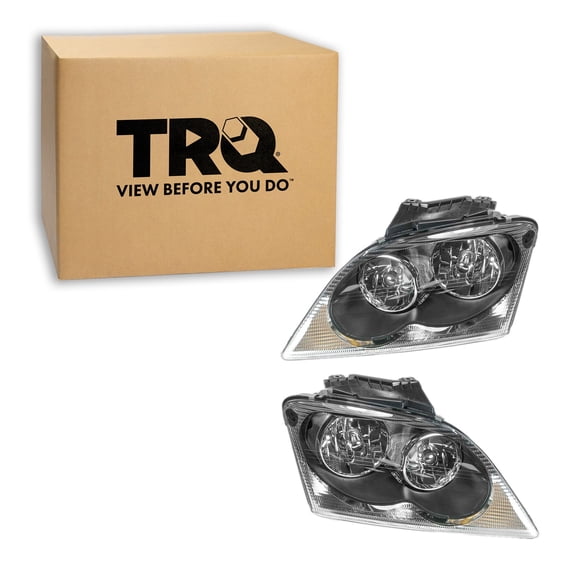 TRQ 2 Piece Headlight Assembly Set Driver & Passenger Side Fits 2004-2006 Chrysler Pacifica CH2502168 CH2503168