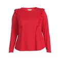 thumbnail image 5 of Terra & Sky Women's Plus Size Ruffle Knit Top, 5 of 6