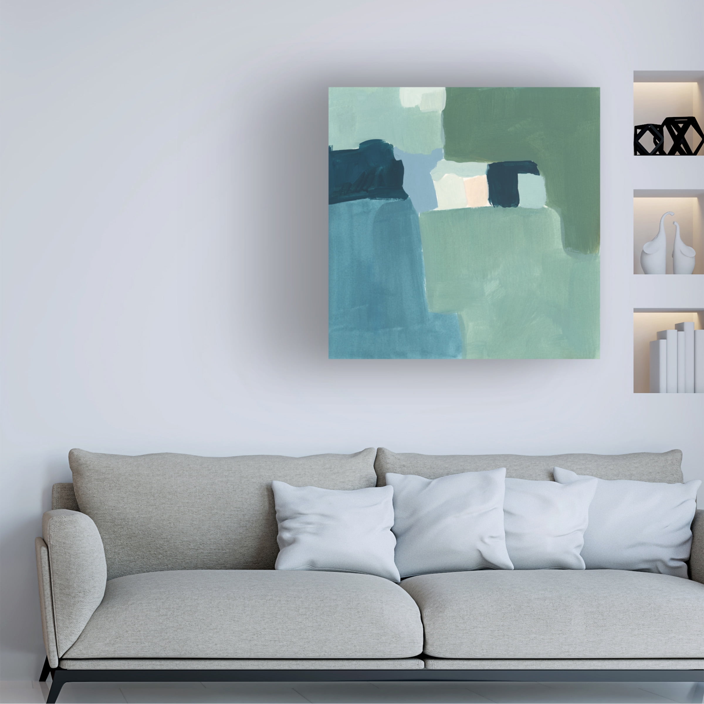 Victoria Barnes 'Teal and Sage II' Canvas Art