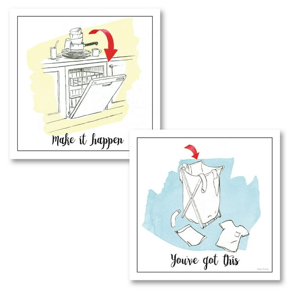 Gango Home Decor Contemporary Home Improvement II & V with Color Script by Myles Sullivan (Printed on Paper); Two 12x12in Unframed Paper Posters