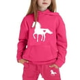thumbnail image 4 of Tween Girls Outfits Set Kids Letter Print Hoodie Pants Casual Comfy Two Piece Outfit Clothing Hot Pink Size 10-11T, 4 of 4