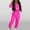 Hot Pink, variant on AOOCHASLIY Women Suits Women's Fashion Casual Zipper Splice Set Two Colors Long Sleeve V-Neck Blouses