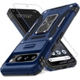 thumbnail image 1 of KOMI Case for Google Pixel 9/9 Pro with Slide Camera Cover+Screen Protector (1 Pack), Rotated Ring Kickstand Military Grade Shockproof Heavy Duty Protective Cover Navy Blue, 1 of 5