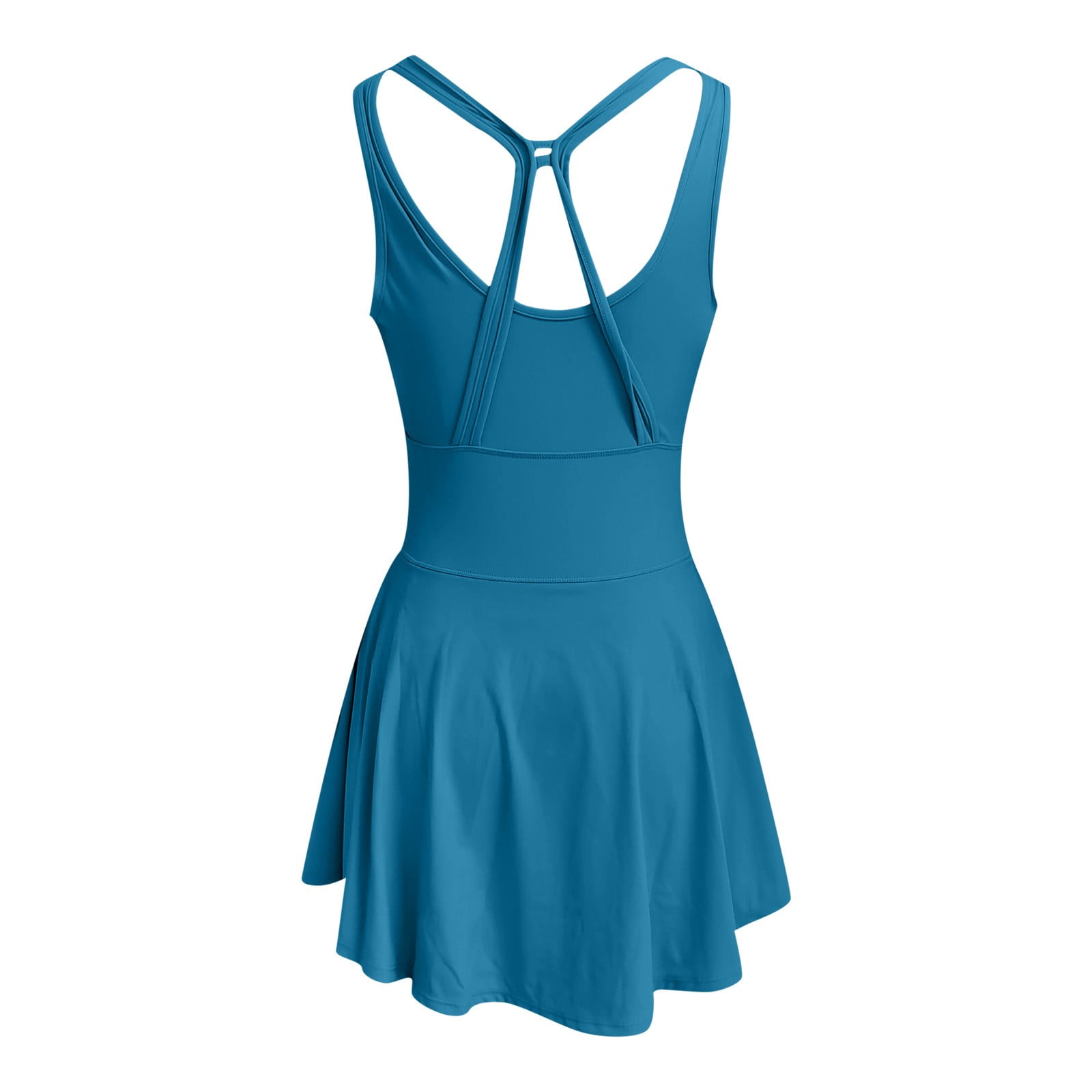 WENWU Womens Sleeveless 2 in 1 Athletic Tennis Dress Underneath Workout Active Dresses with Built in Shorts Woman Yoga Outfits plus Size Dressy Pant Suits